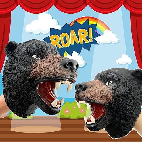 Miniatura 8 de Gemini&Genius Marioneta de mano de animal para niños, figura de acción realista de goma suave, juguetes de juego de rol (lobo)