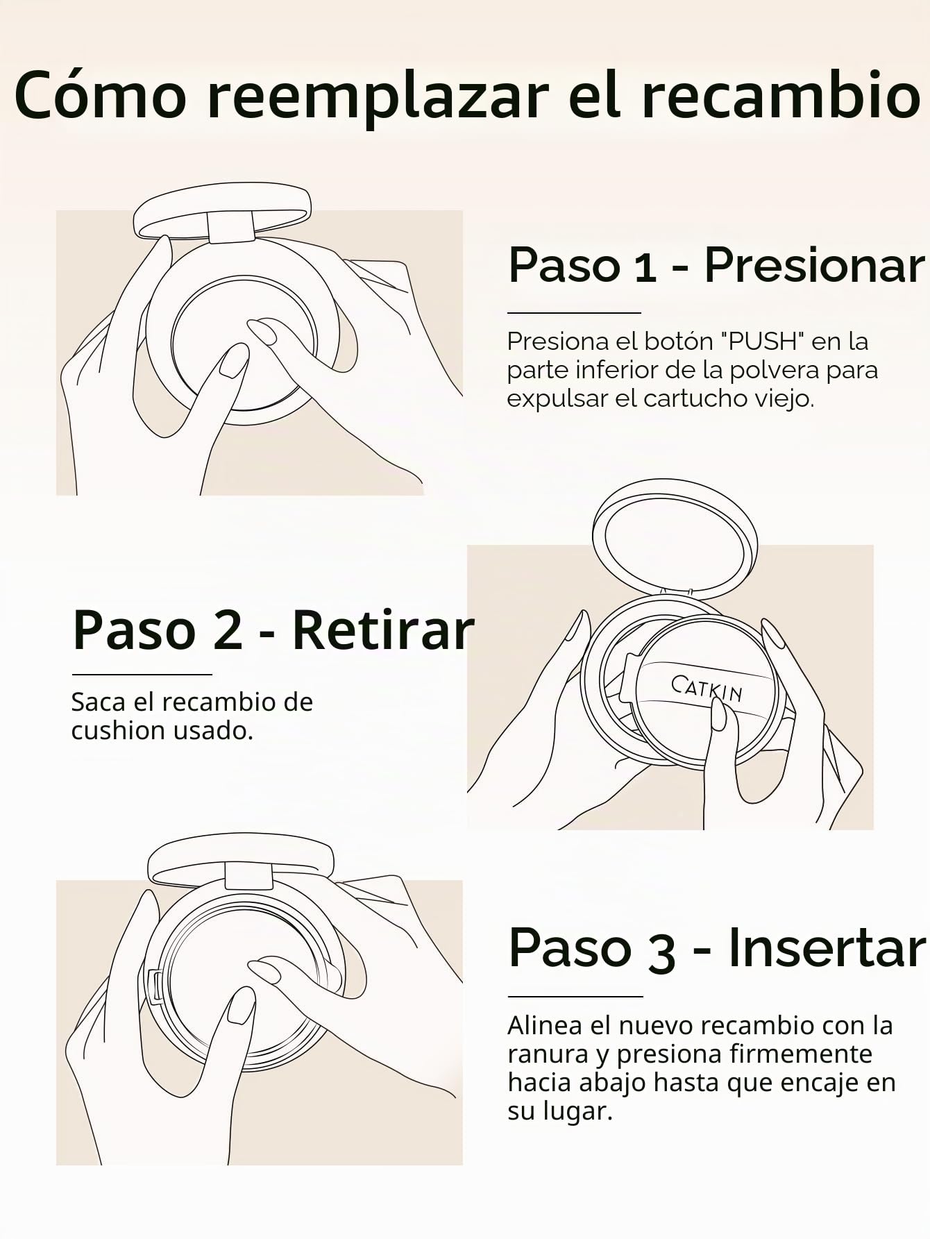 CATKIN Base De Maquillaje Cushion, Fórmula Ligera y Duradera, Antiedad, Efecto Natural, Extractos De Hierbas 7 En 1, Acabado Satinado Transparente, Recargas Incluidas, 13g*2