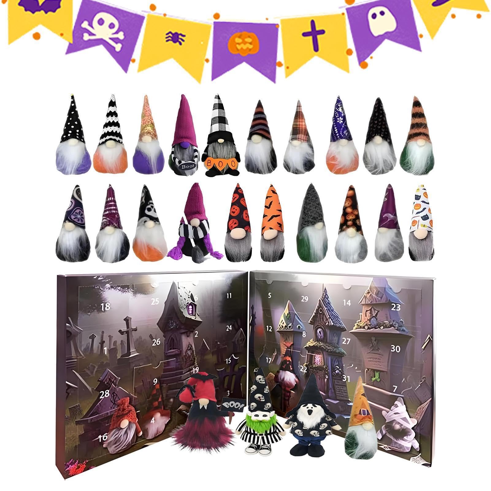 Gnomos De Halloween Muñeco Enano con Sonido y Luz | Calendario De Cuenta Atrás Para Las Festividades Para Cumpleaños Sala Dormitorio Vacaciones Estantería Oficina En Casa