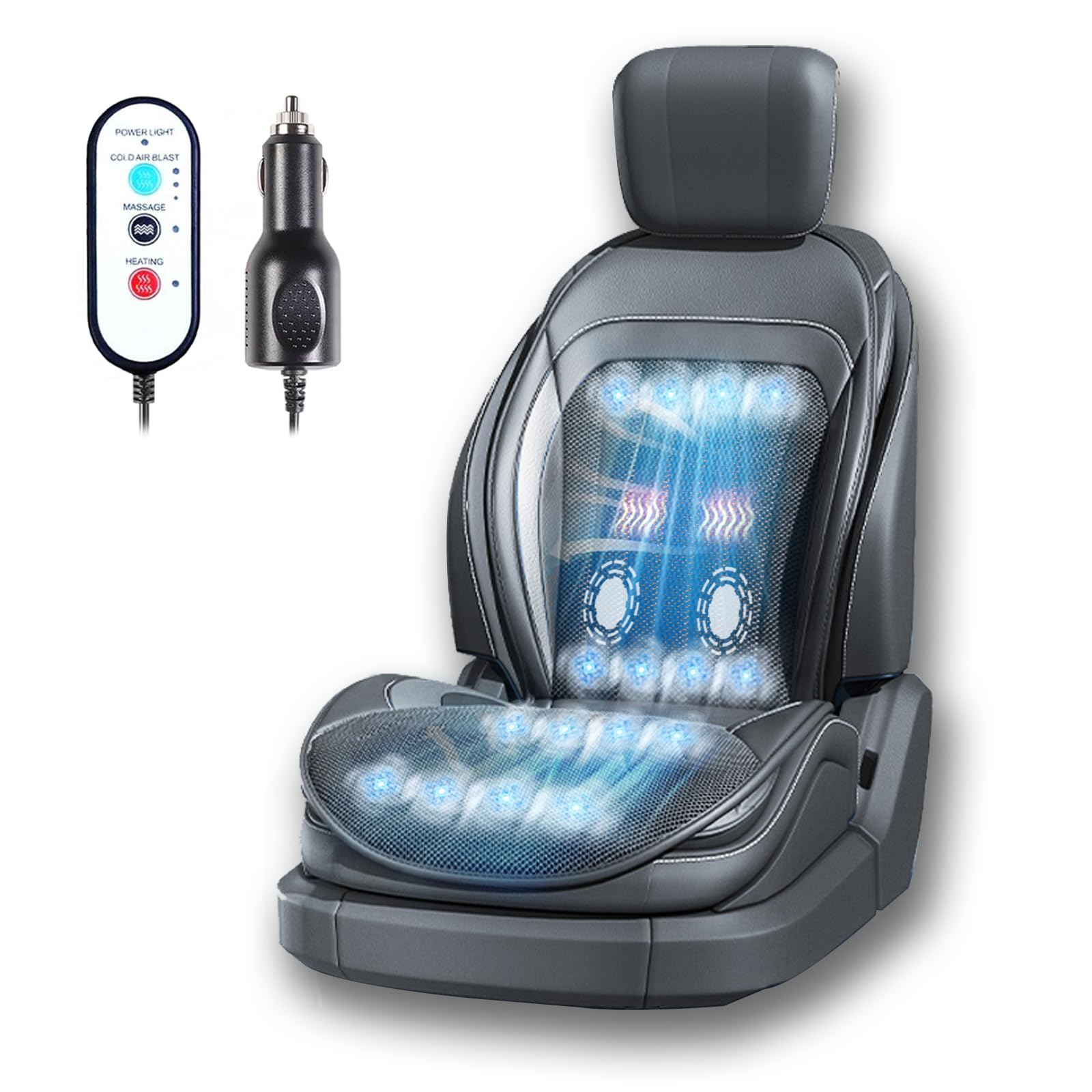 Housse Siège Auto Massage Perles Bois Blueshyhall - Noir - Respirante Et Confortable