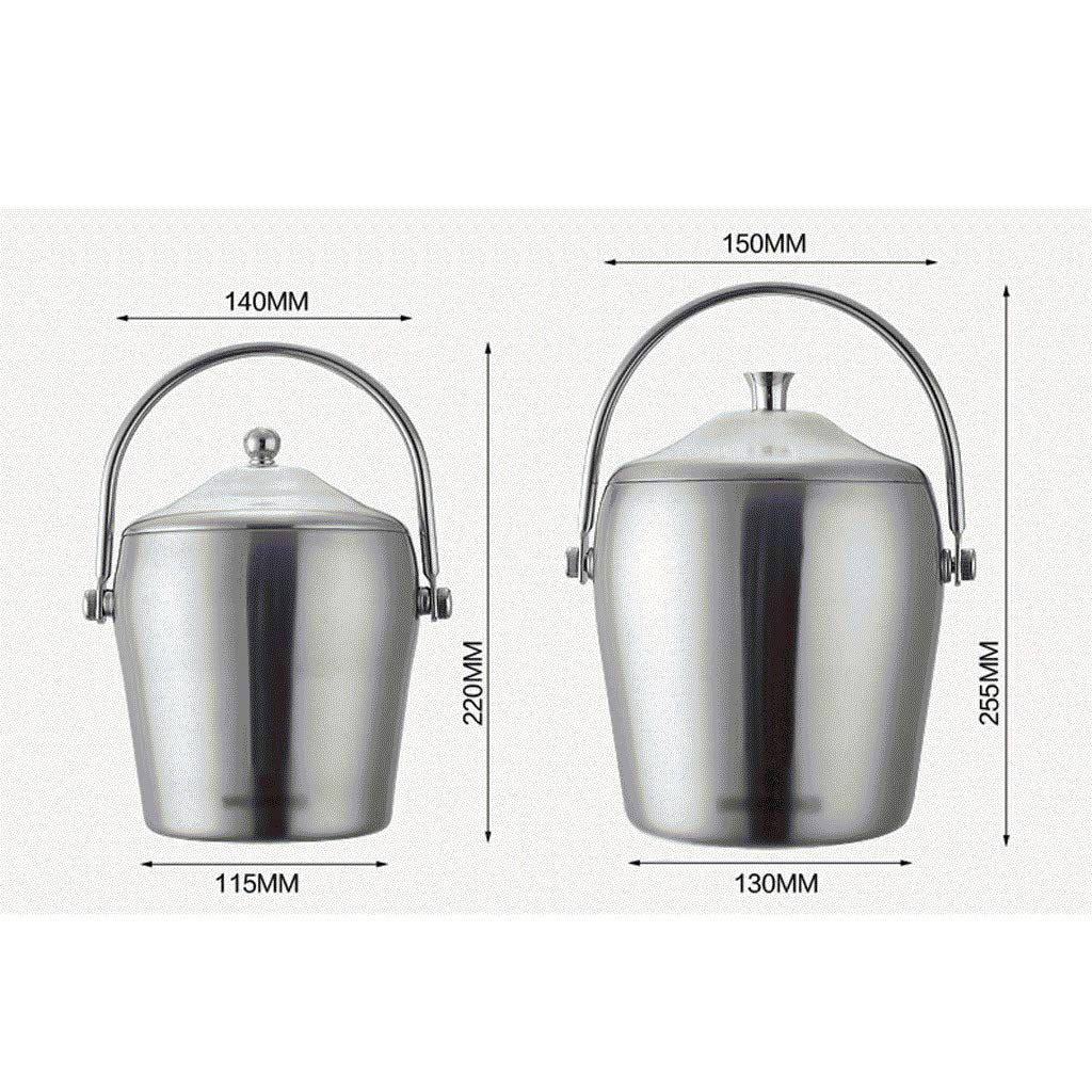 Cubeta​para Hielo, Cubitera Cubiteras de Acero Inoxidable con Pinzas, cubeta de Hielo de Doble Pared, cubetas de Hielo para Vino para Paties y Bar, cubetas de Hielo Plateadas para Acampar al Aire Libr