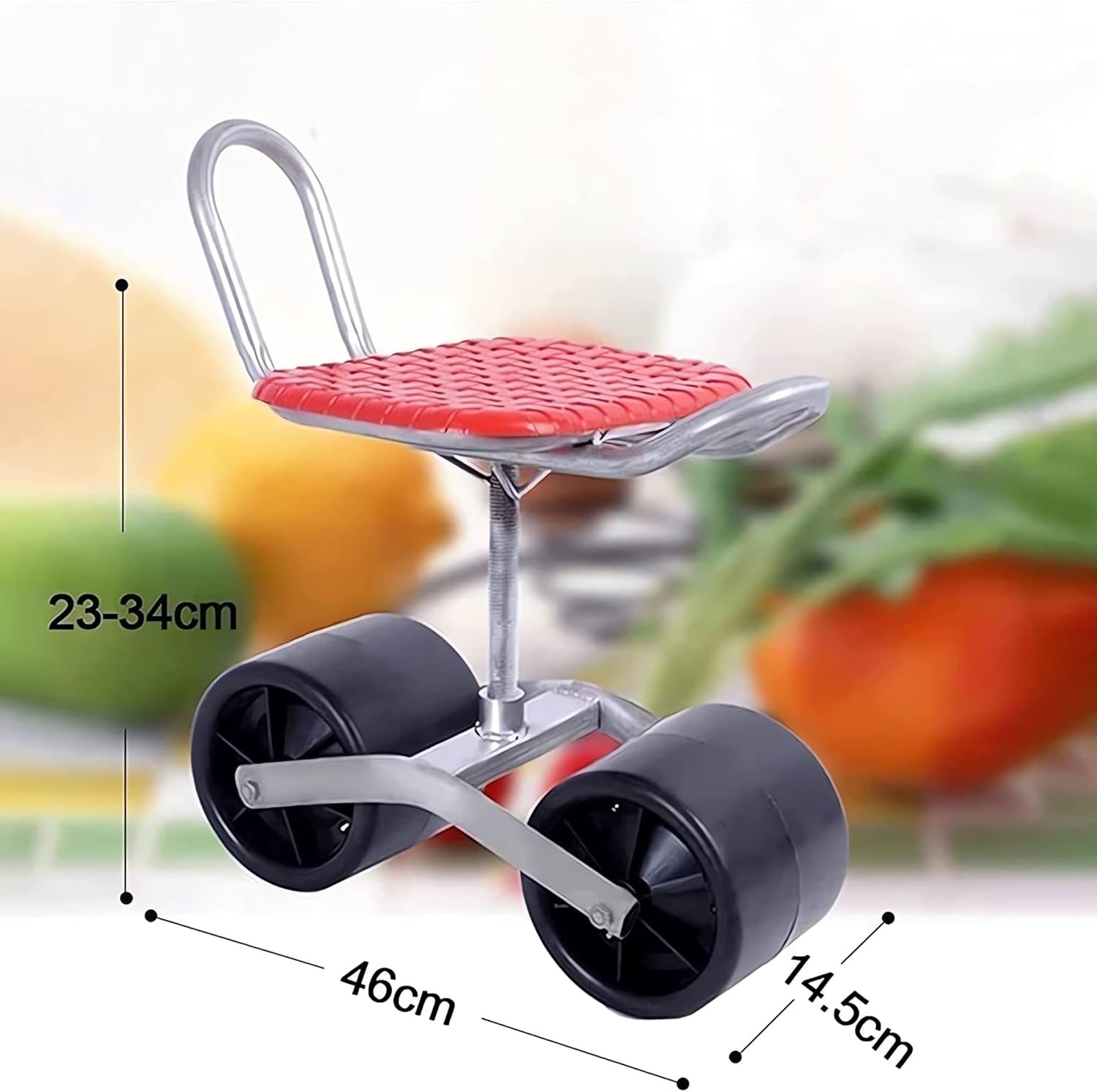 DELURA Rolling Seat for Gardening, Portable Garden Stool, Lightweight Rolling Seat for Easy Manoeuvrability, Height-Adjustable Garden Shed Roll Seat for Picking