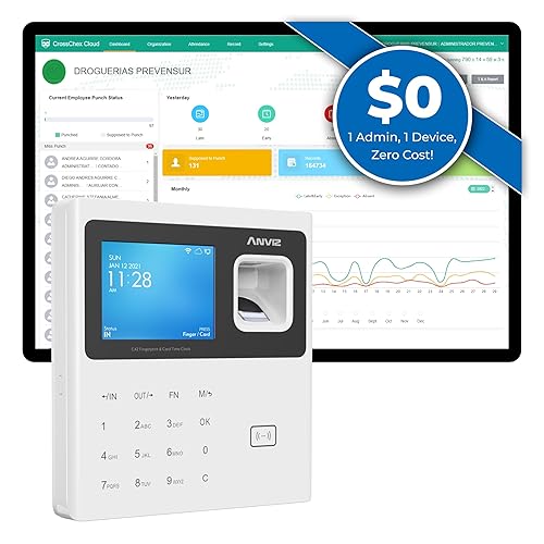 Miniatura 9 de ANVIZ Relojes de tiempo para empleados pequeñas empresas - CX2 reloj biométrico de huellas dactilares dentro y fuera de la máquina - Software