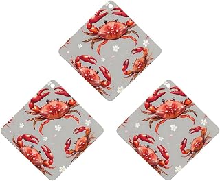 Seafood Marine Crabs Cherry Flowers 3 Pcs Hanging Air Freshener Fragrance Scented Cards Car Aromatherapy Tablets Rhombus