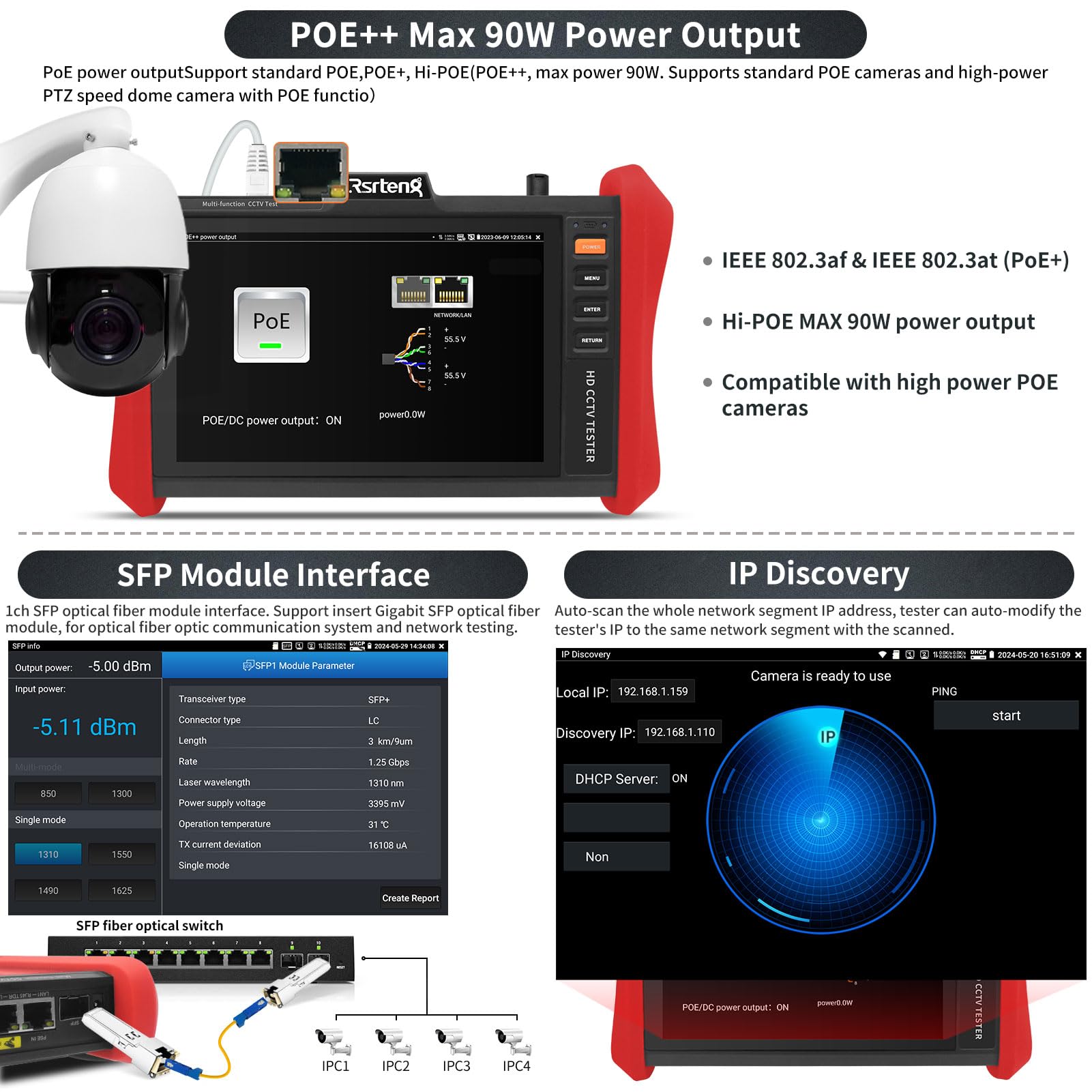 Rsrteng CCTV Tester - 4K IP Camera & PoE Testing -4 Rsrteng CCTV Tester - 4K IP Camera & PoE Testing -4
