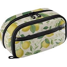 Lemon Leaf Large Pencil Case with Clear Layer Compartments, Pencil Pouch Organizer for Teens Girls Boys School Office