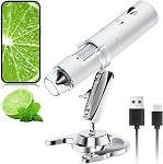 SKYBASIC Wireless Digital Microscope,50X-1000X Magnification WiFi Portable Handheld Microscopes with Adjustable Stand HD USB Microscope Camera Compatible with iPhone Android iPad Windows Mac Computer