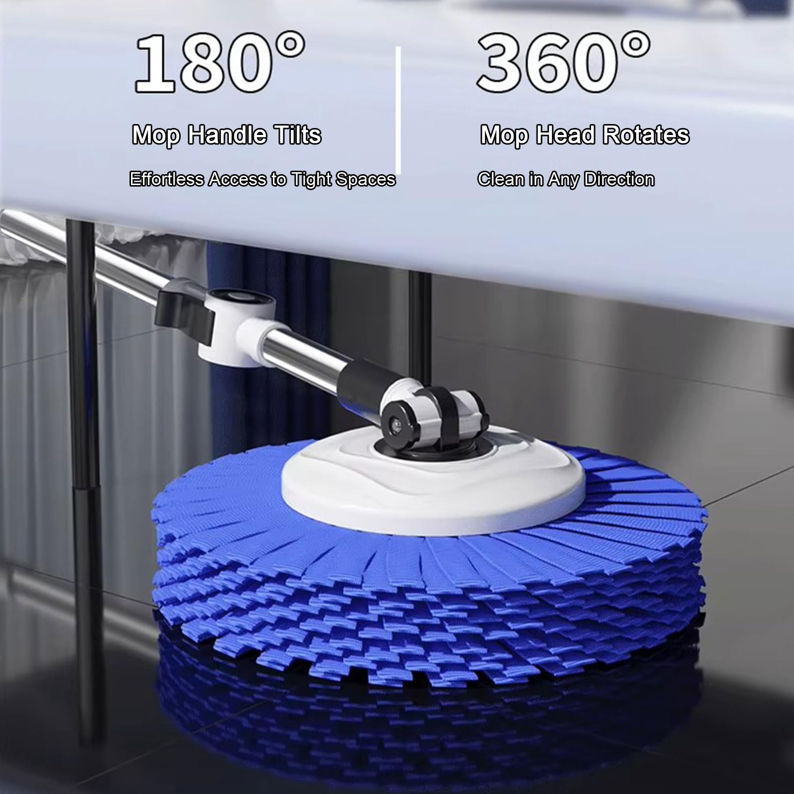 Este Conjunto de fregona y Cubo Giratorio con escurridor para el hogar Incluye: Cabezales de Microfibra giratorios de 360°, Cubo con Cesta de Secado Desmontable, fregona húmeda para Limpieza