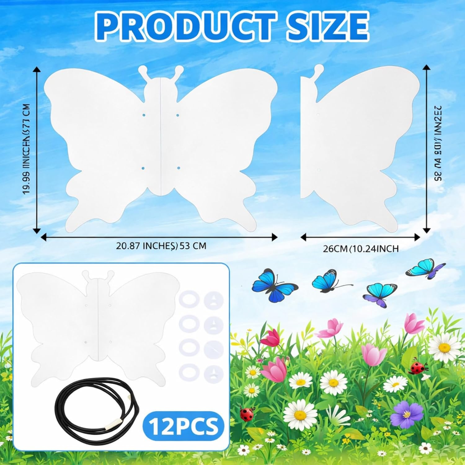 Suzile 12 Pack Butterfly Party Favor Kids Butterfly Craft Kit, Color Your Own Fairy Wings, DIY Wings for Girls Butterflies for Toddler Girls Boys Birthday Halloween Party Accessory