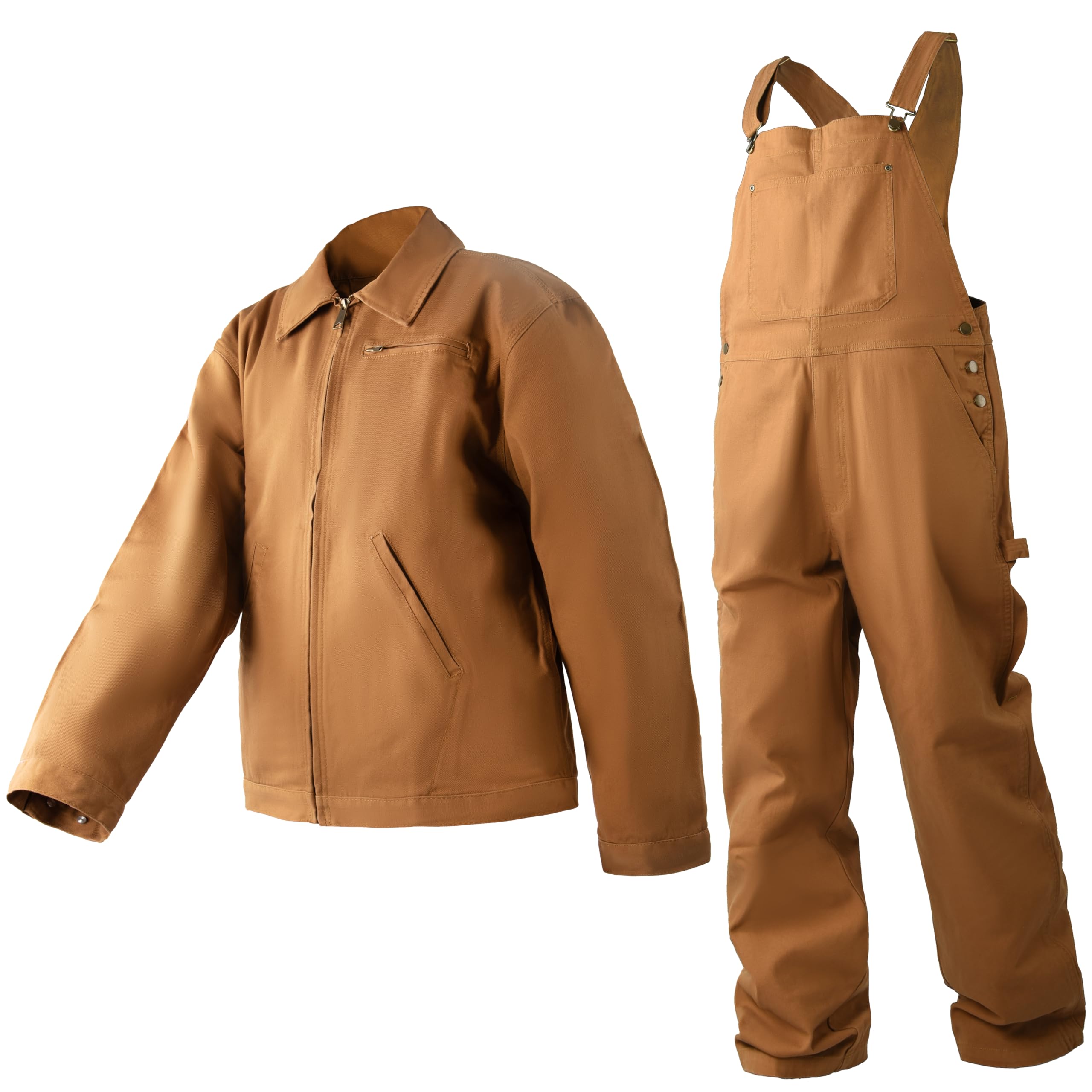 Arbeitskleidung Herren Set – 100% Baumwolle Utility Arbeitsjacke & Arbeitshose mit vielen Taschen Robustes Design ideal für Bau und Handwerksarbeiten