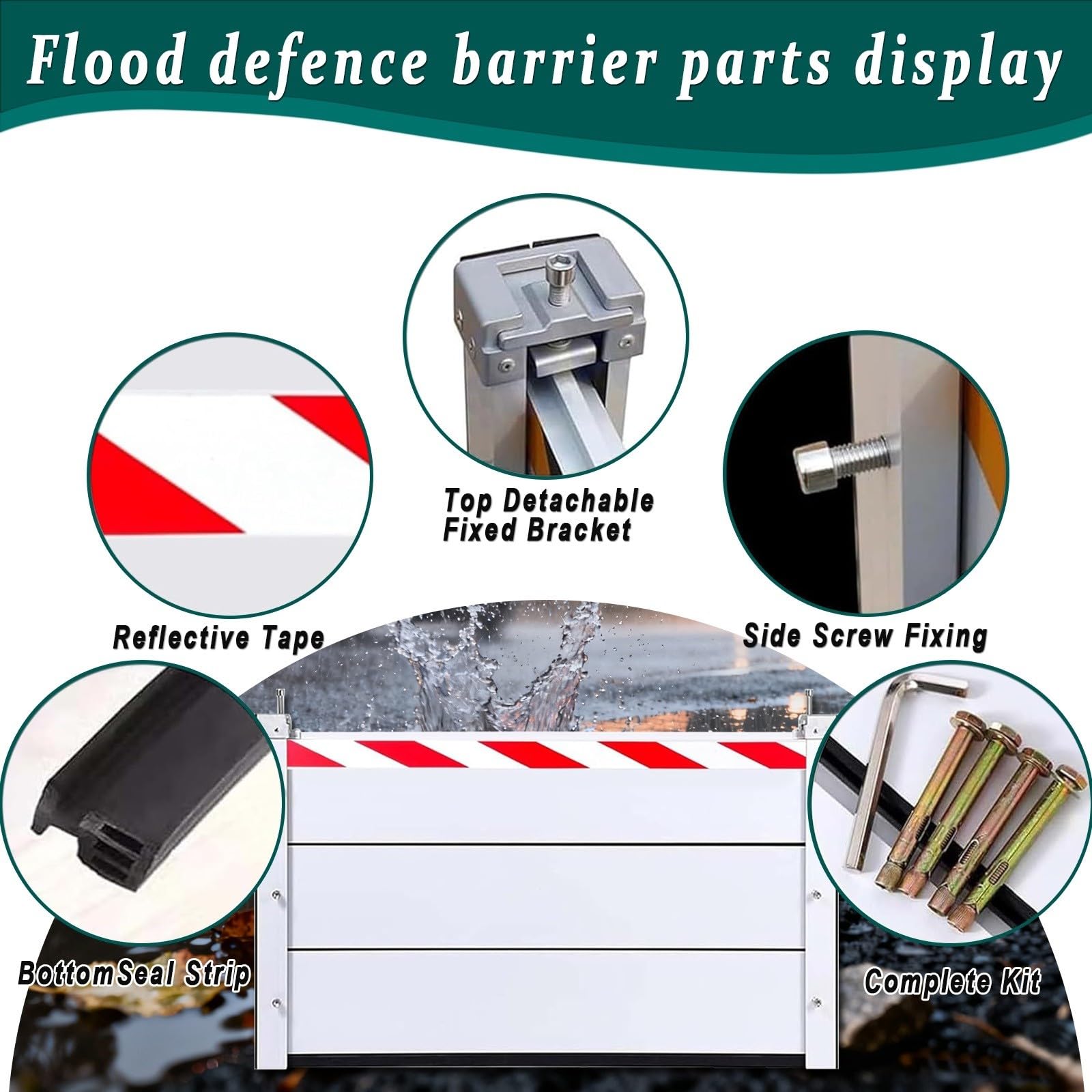 Barriera Antiallagamento 260x40cm Paratia Antiallagamento per Porta Esterna Barriera di Protezione Contro Le Inondazioni, Kit Soglia Barriera Antiallagamento per Porta Garage Alta