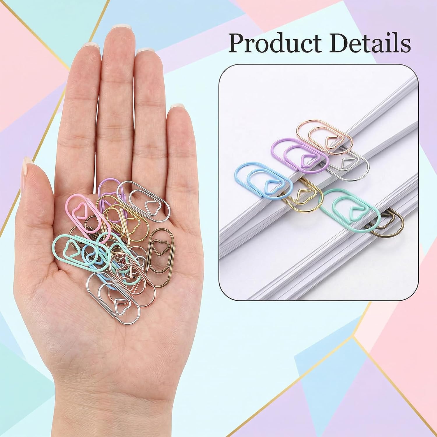 200Pcs Cute Paperclips Mini Papers Clip Heart Paper Clip Tiny Paper Clips image 4