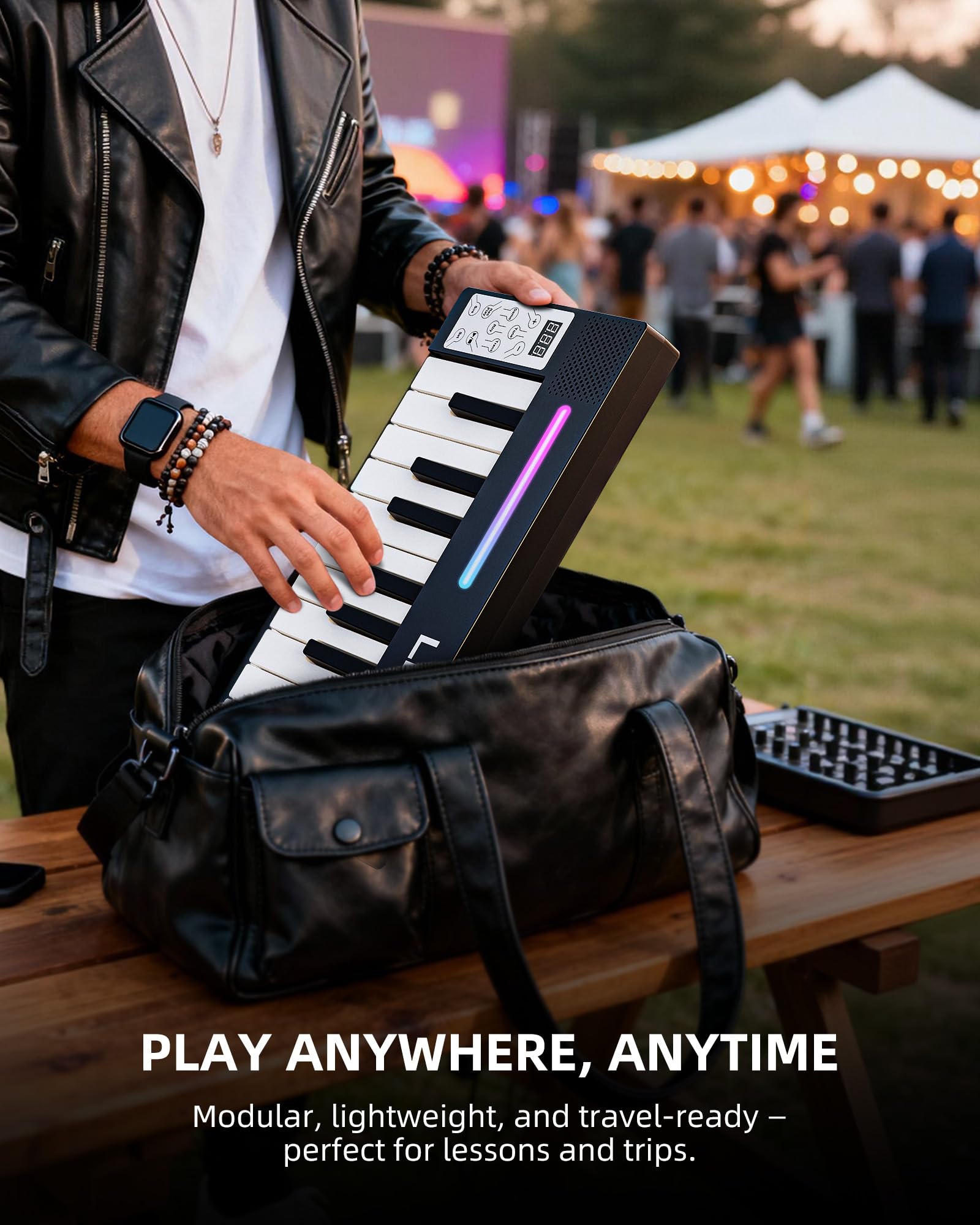 LEKATO Tragbares Piano Keyboard 88 Tasten, Magnetisch Faltbar E-Piano, 128 Sounds 128 Rhythmen Bluetooth MIDI Split Aufnahme, für Anfänger Reise Home