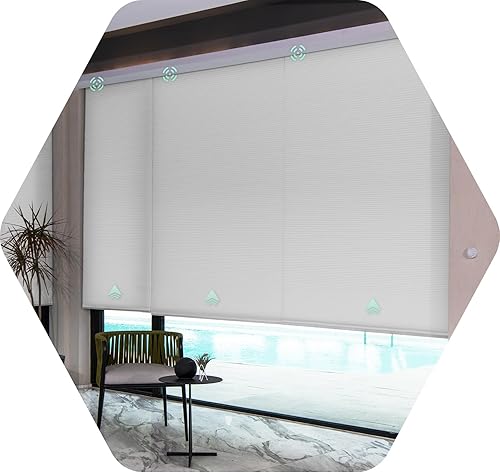 Miniatura 10 de Yoolax Persianas celulares motorizadas compatibles con Alexa, persianas motorizadas para oscurecer la habitación, persianas inteligentes de panal