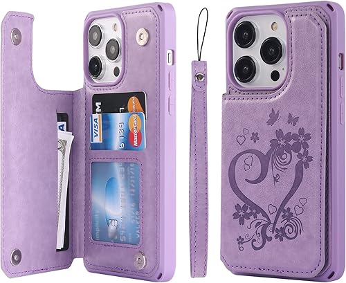 Cavor Funda tipo cartera para iPhone 14 Pro Max con tarjetero para iPhone 14 Pro Max para mujeres y hombres, funda 14ProMax con soporte y correa,