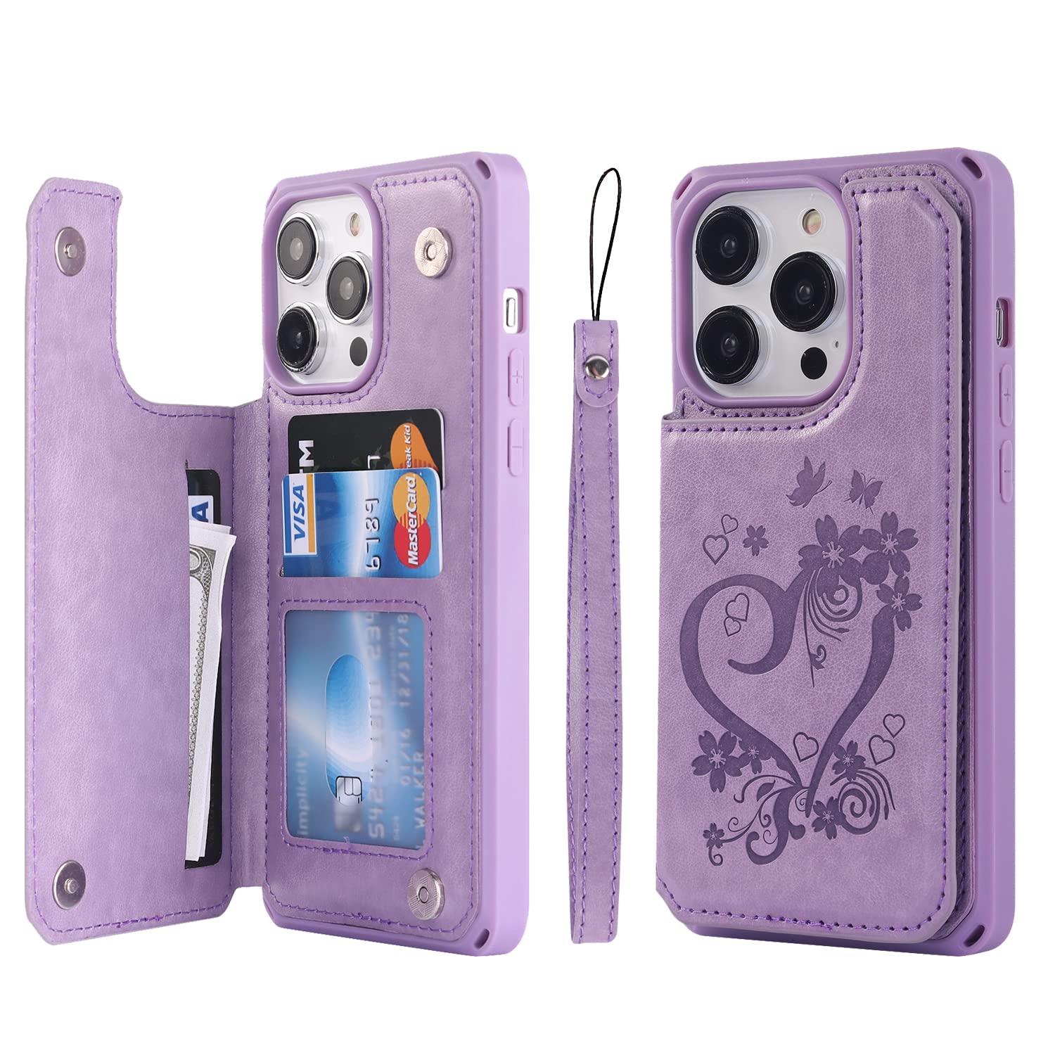 Cavor For IPhone 14 Pro Wallet Case With Card Holder,Protective PU