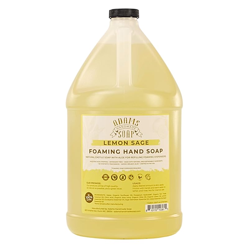 Adams Handmade Soap Sabonete líquido espumante de castela Lemon Sage, 3,78 L