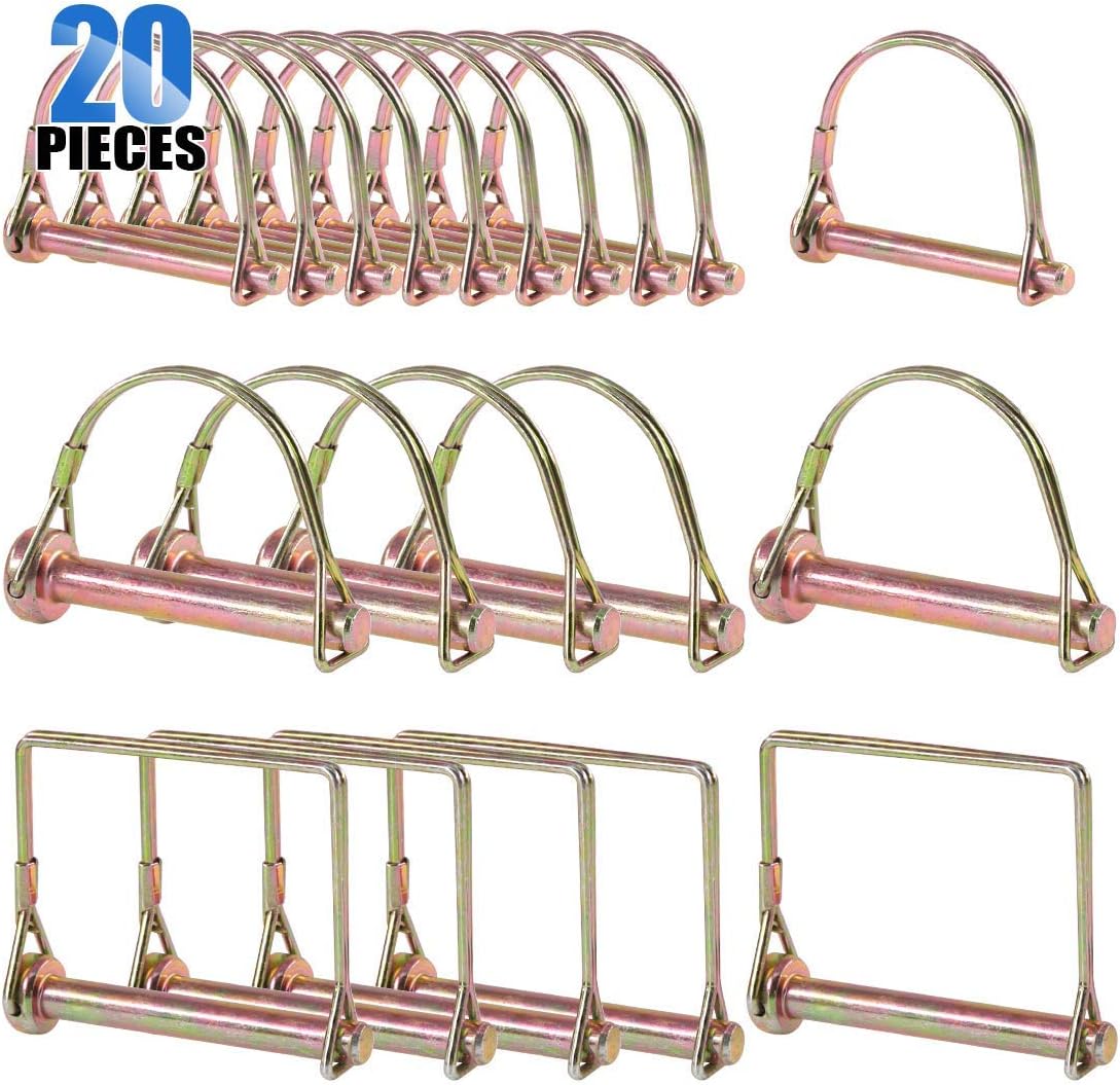 Glarks 20Pcs Kit d'Assortiment de Broches PTO Robustes pour Remorques Agricoles, Chariots, Jardin