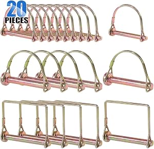 Glarks 20Pcs Heavy Duty PTO Pin Assortment Kit For Farm Trailers Wagons Lawn Garden