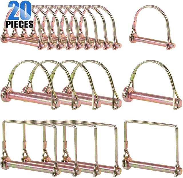 Glarks 20Pcs Kit d'Assortiment de Broches PTO Robustes pour Remorques Agricoles, Chariots, Jardin