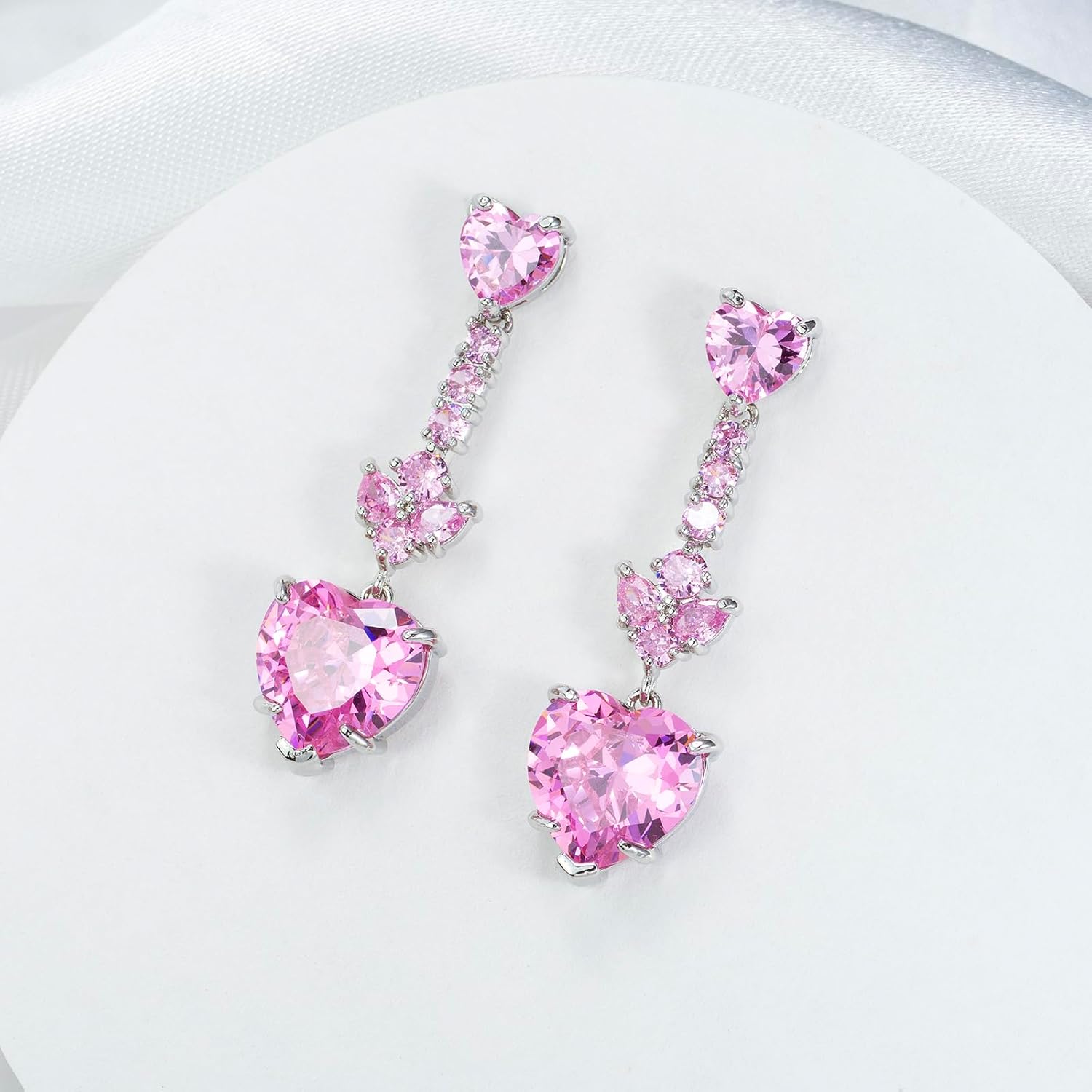 Crystal Heart Drop Dangle Earrings for Women Teardrop Earrings Rhinestone Cubic Zirconia Earrings for Mom Wife Prom - Image 3