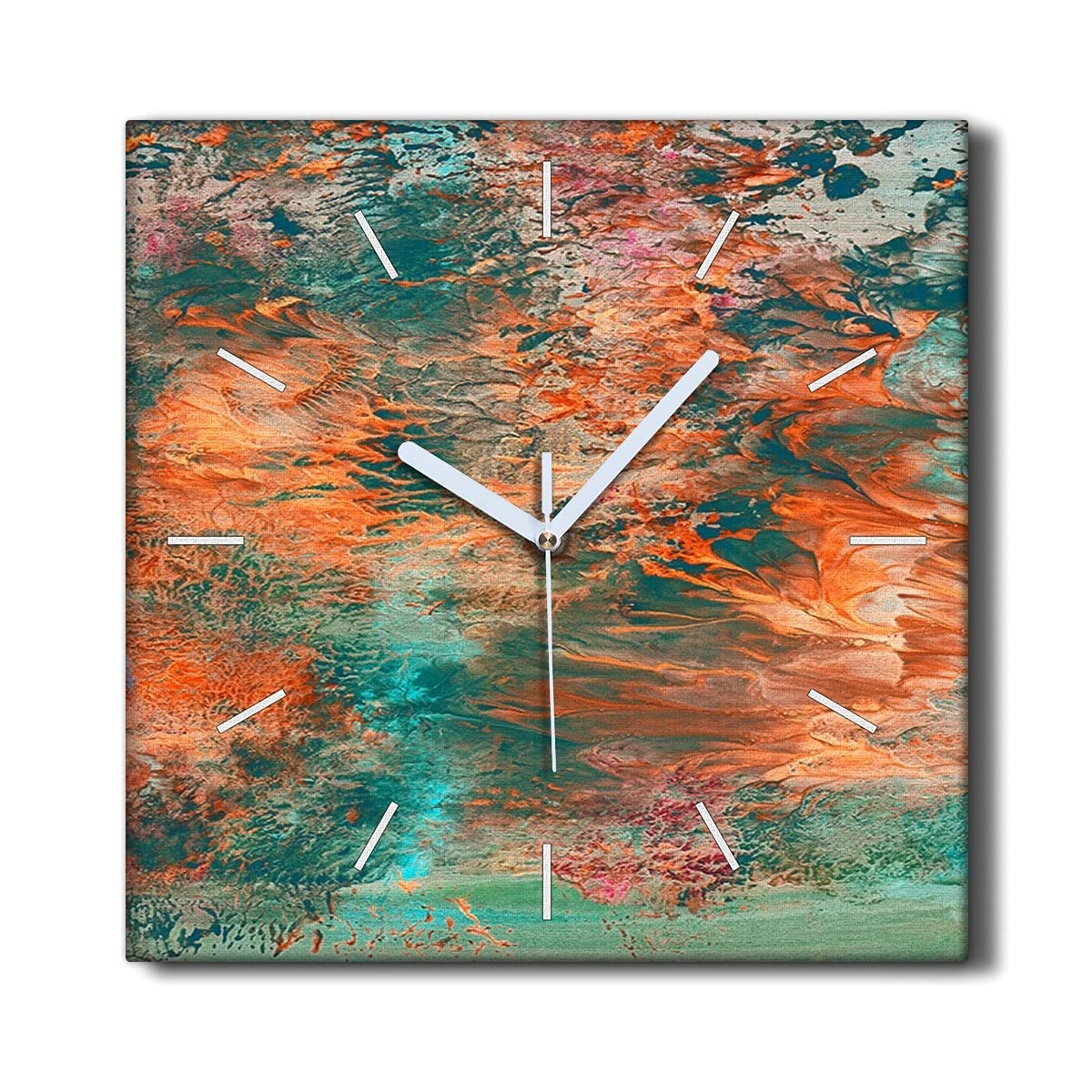Horloge sur Toile sans tic-tac Coloray - Horloge Murale 30x30cm Silencieuse Orange