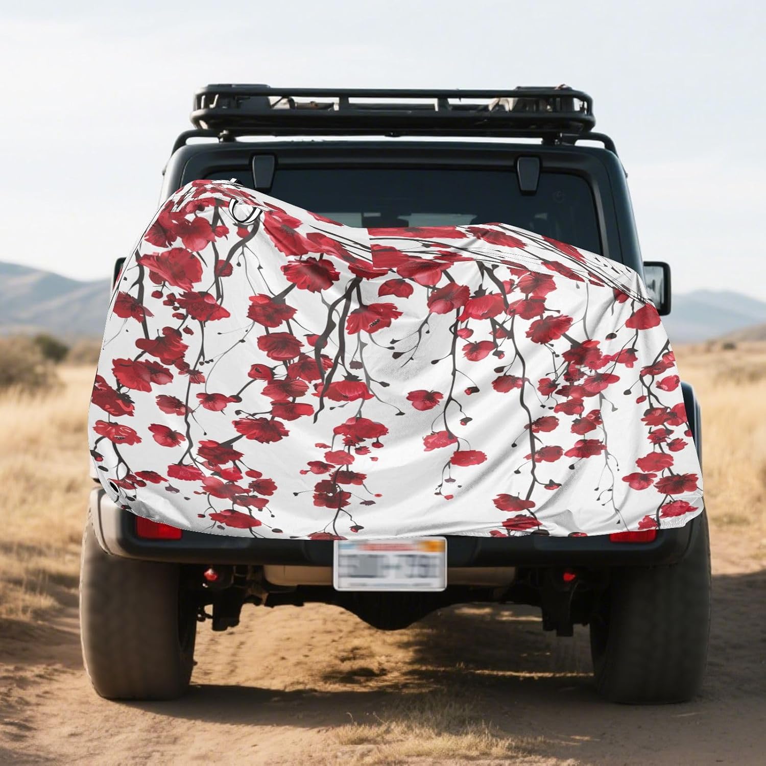 ALAZA Weeping Red Cherry Blossom Flowers Bike Cover Waterproof Outdoor Ebike Bicycle Covers Tarp Protection for 1/2 Bikes, Sun UV Dust Wind Proof