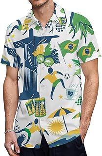 Men's Shirts Single Pocket Hawaiian Casual Printed Button-Down Lapel Shirts