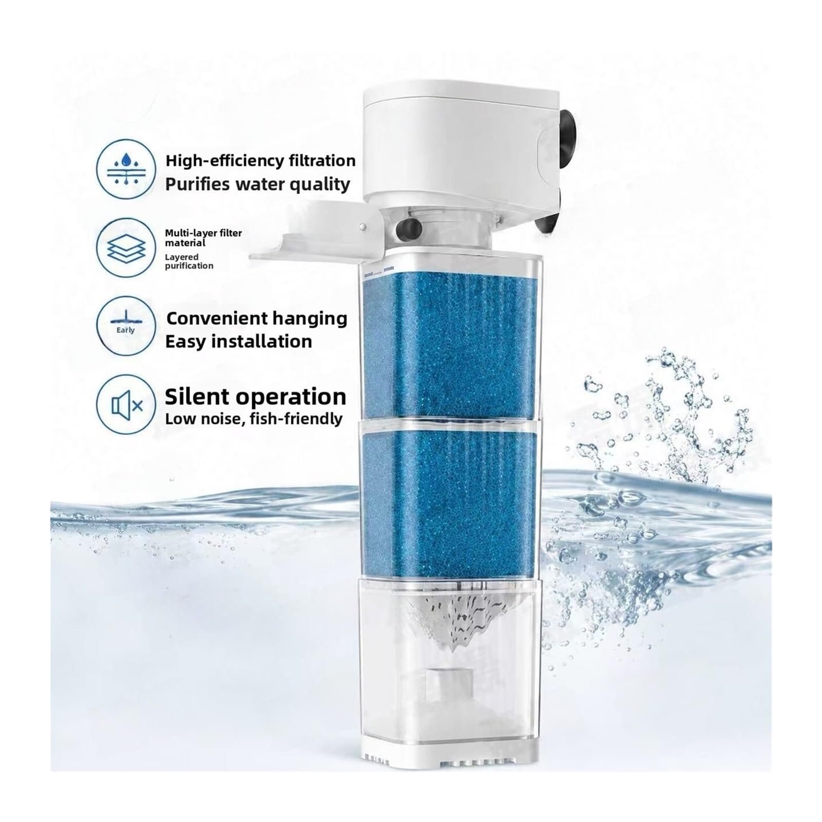 Aquarium-Innenfilter, 25 W, eingebauter Aquariumfilter, Sauerstoffgeber, Wellenmacher, Wasserreiniger, Zirkulationspumpe, WC-Sauggerät, Kunststoff, Aquarium-Ausrüstung