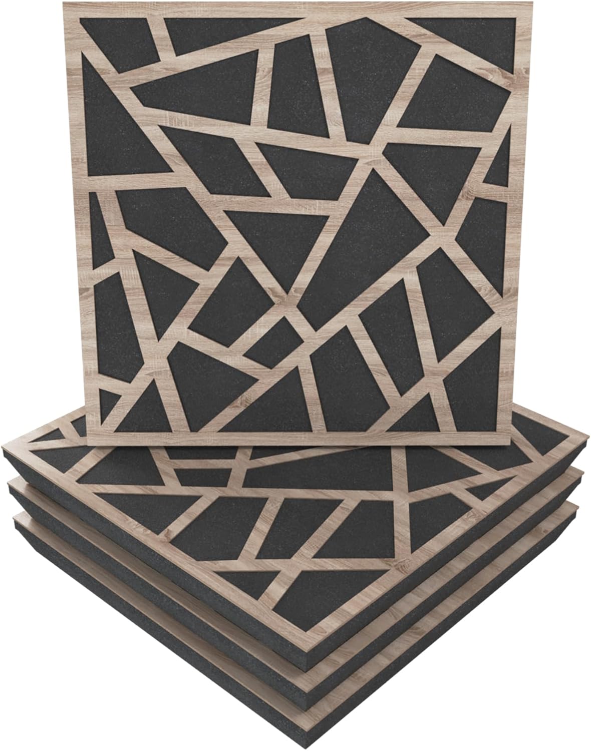 4-Pack — Sound Absorption-Diffuse Acoustic Panel | 50x50x5cm | Absorption - Diffusion - Reflection - Soundproofing | Wood Perforated laminated: (x4 SKYROSS, Sonoma)