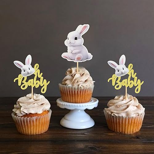 Miniatura 7 de Ercadio Paquete de 24 adornos para cupcakes de conejo de Pascua Oh Baby Bunny Oh Baby para cupcakes para el día de Pascua Oh Baby Cupcake Toppers