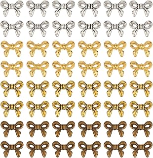 160Pcs Tibetan Style Alloy Beads 4 Colors Bowknot Metal Spacer Beads Mixed Color Bow Loose Bead Bulk for Bracelet Necklace Earring Jewelry Making Accessories DIY Crafts Supplies