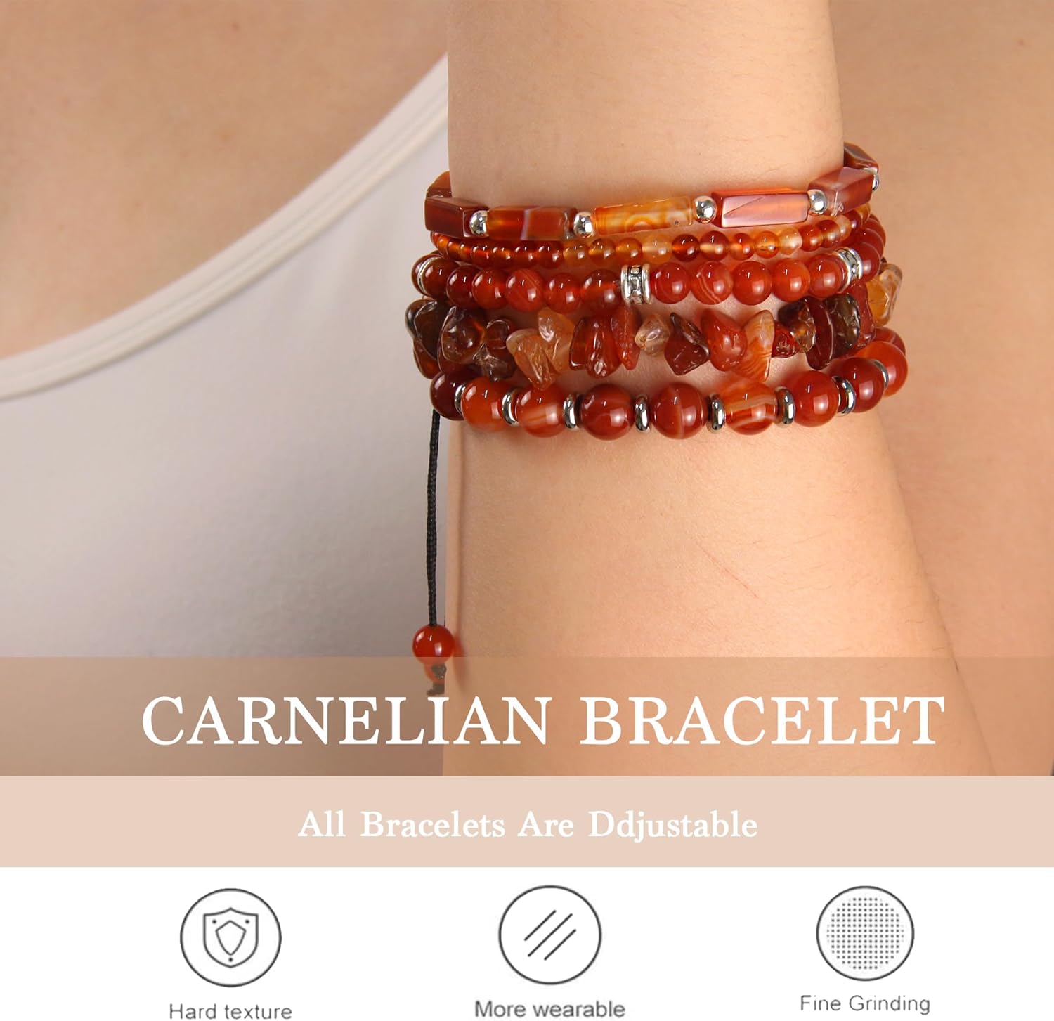 5Pcs Healing Crystal Bracelet for Women Men, Handmade Adjustable Gemstone Bracelets Beaded Reiki Energ Bracelet Set Jewelry Gifts for Women Men - Image 2