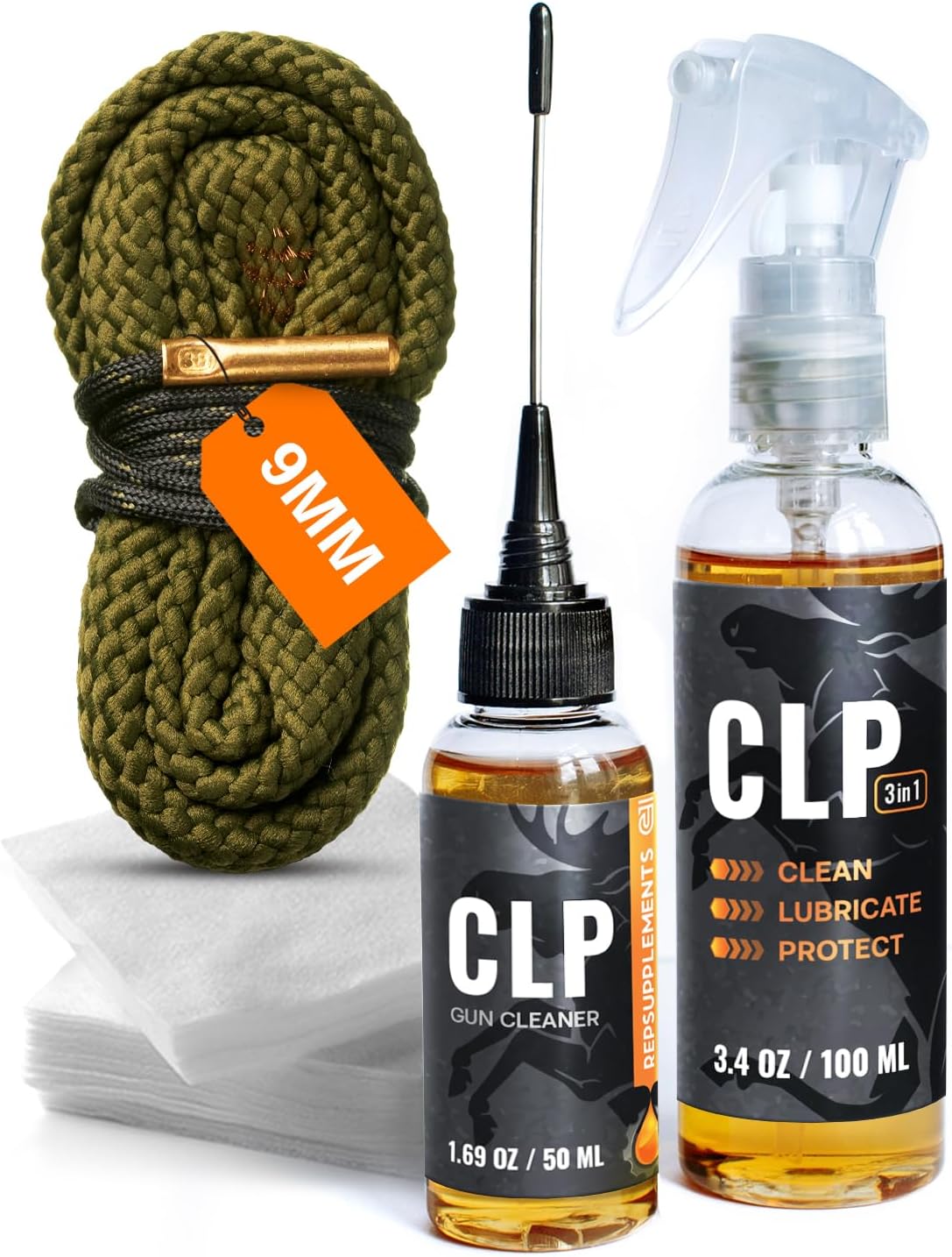 Gun Cleaner and Lubricant kit 5 Oz Gun Oil Spray & Needle Oiler - 3-in-1 Cleaner, Lubricant & Protectant Gun Oil and Cleaner Kit - Gun Cleaning Oil and 50 pcs 3x3 Gun Cleaning Patches