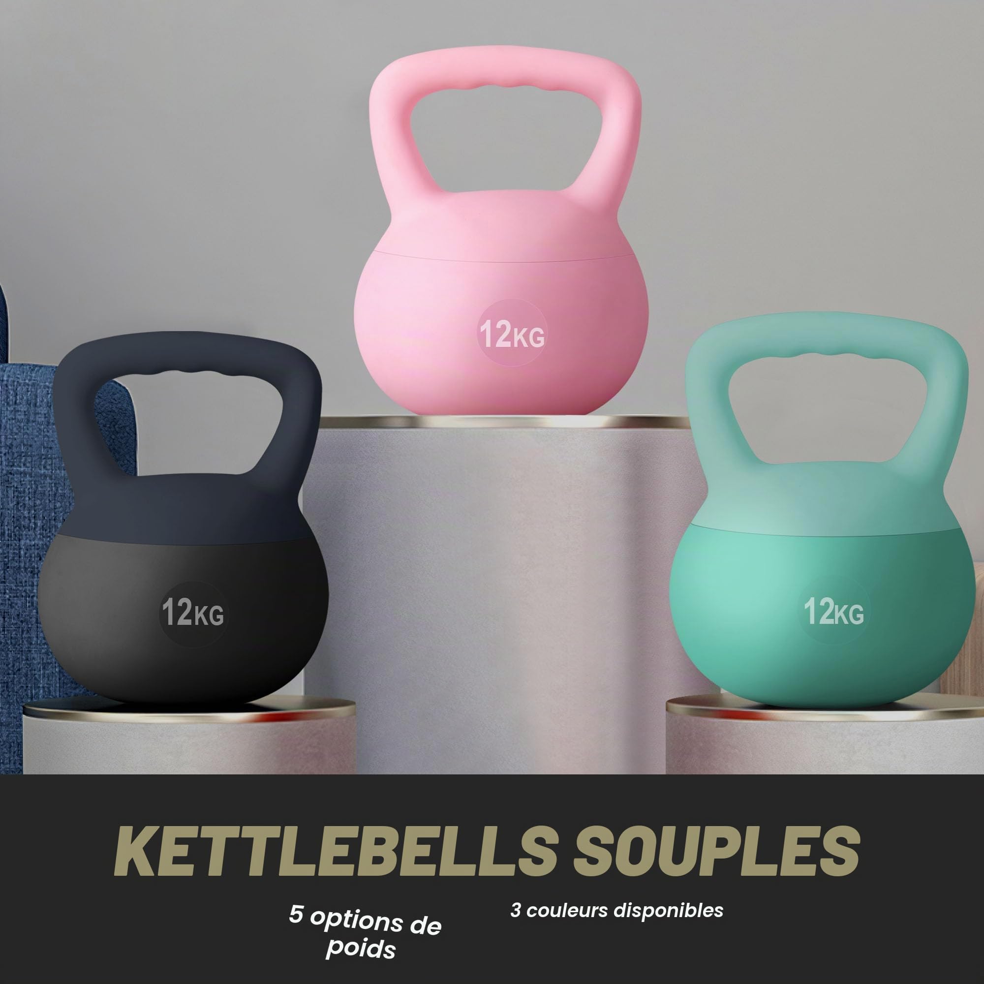 sogesfurniture Kettlebells souples, kettlebells d'entraînement de force, poids remplis de sable de fer, kettlebells d'entraînement de force, kettlebells doux pour femmes, hommes, enfants