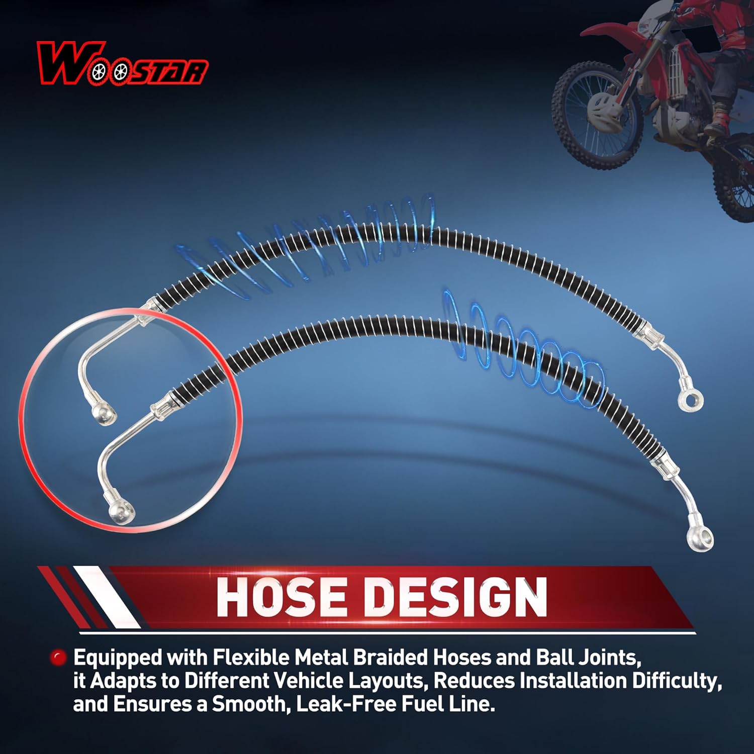 WOOSTAR 180ml-200ml Oil Cooler with Fluid Hose Lines Kit Replacement for GY6 Engine