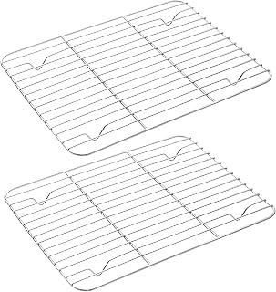 2 Piezas Enfriamiento De Acero Inoxidable Mini Rejillas De Enfriamiento Para Hornear Rejilla De Refrigeración De Metal Para Bizcochos Resposteria Pizzas Galletas Pan 24,7x18,5cm
