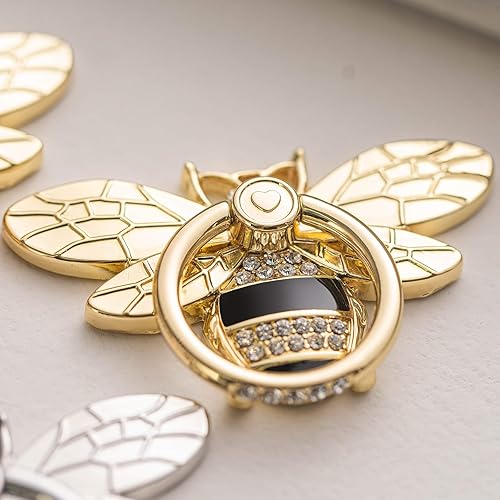 Miniatura 4 de Allengel Bee Phone Ring Holder Finger Kickstand with Crystal, Cute Phone Ring Grip Holder for iPhone or Smartphone Cases, Gold Purple