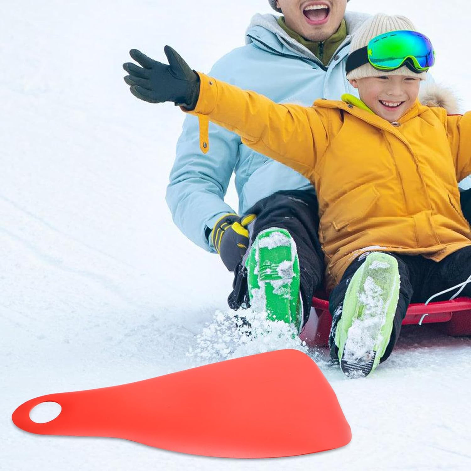 VICASKY Outdoor Plastic Skiing Board and Snow Sled, Foldable Red Sliding Plate with Lightweight Design for Winter Sledding and Outdoor Recreation