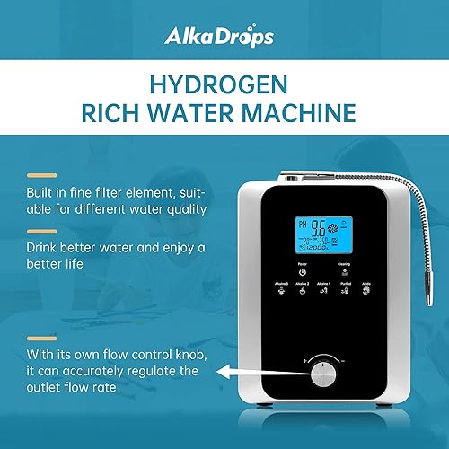 Miniatura 6 de Ionizador de agua y máquina purificadora de agua, máquina de agua de ácido alcalino pH 3-11, hasta -800mV ORP, 8000 litros por filtro, 11 electrodo