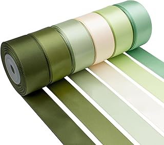 Green Satin Ribbon 1 Inch x 60 Yards Sage Green Ribbon Assorted Solid Color Double Faced Silk Satin Ribbons for Crafts, Gift Wrapping, Wedding, Bridal Shower, Flower Bouquet, Invitation, Hair Bows