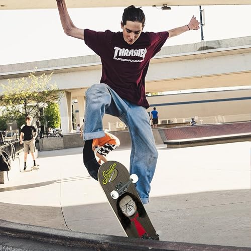 Miniatura 7 de Sefulim 31 x 8 Inch Complete Skateboard 7 Layer Canadian Maple Double Kick Deck Concave Cruiser Trick Skateboard for Boys Girls Teens Adults Beginner