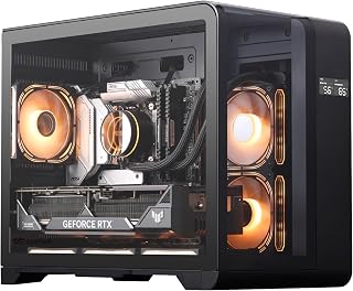 darkFlash ATX Mid-Tower PC Case with Screen, Three Side Glass, Curved Full View Dual Gaming PC Case, 4 PWM ARGB Fans Compu Price In India