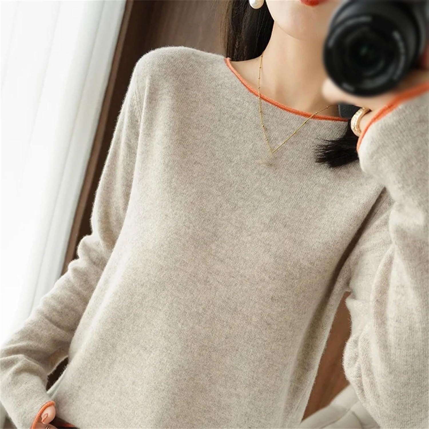 100% Wool Women's Sweaters and Pullovers Fall O-Neck Fashion Clothing Long Sleeve Soft Knitted Bottoming Shirt