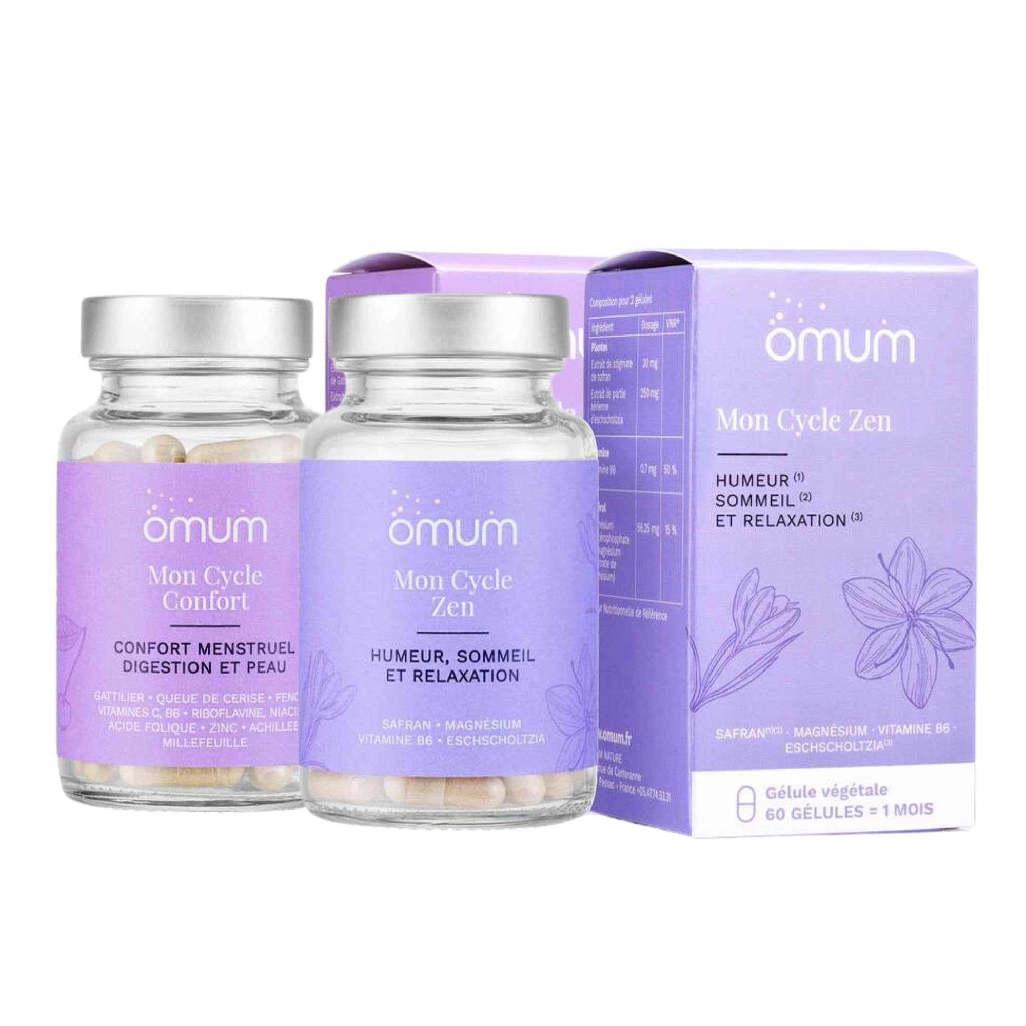 OMUM - Duo SPM, règles et cycles - Mon Cycle Zen sommeil et humeur + Mon Cycle Confort compléments