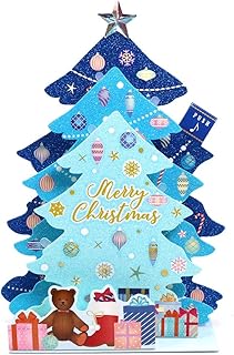 クリスマスカード 洋風 ライト付き立体ミュージックカード X158-24 (GX19) グリッターミュージック ブルー 20曲入り 学研ステイフル Christmas card グリーティングカード 立てて飾れます