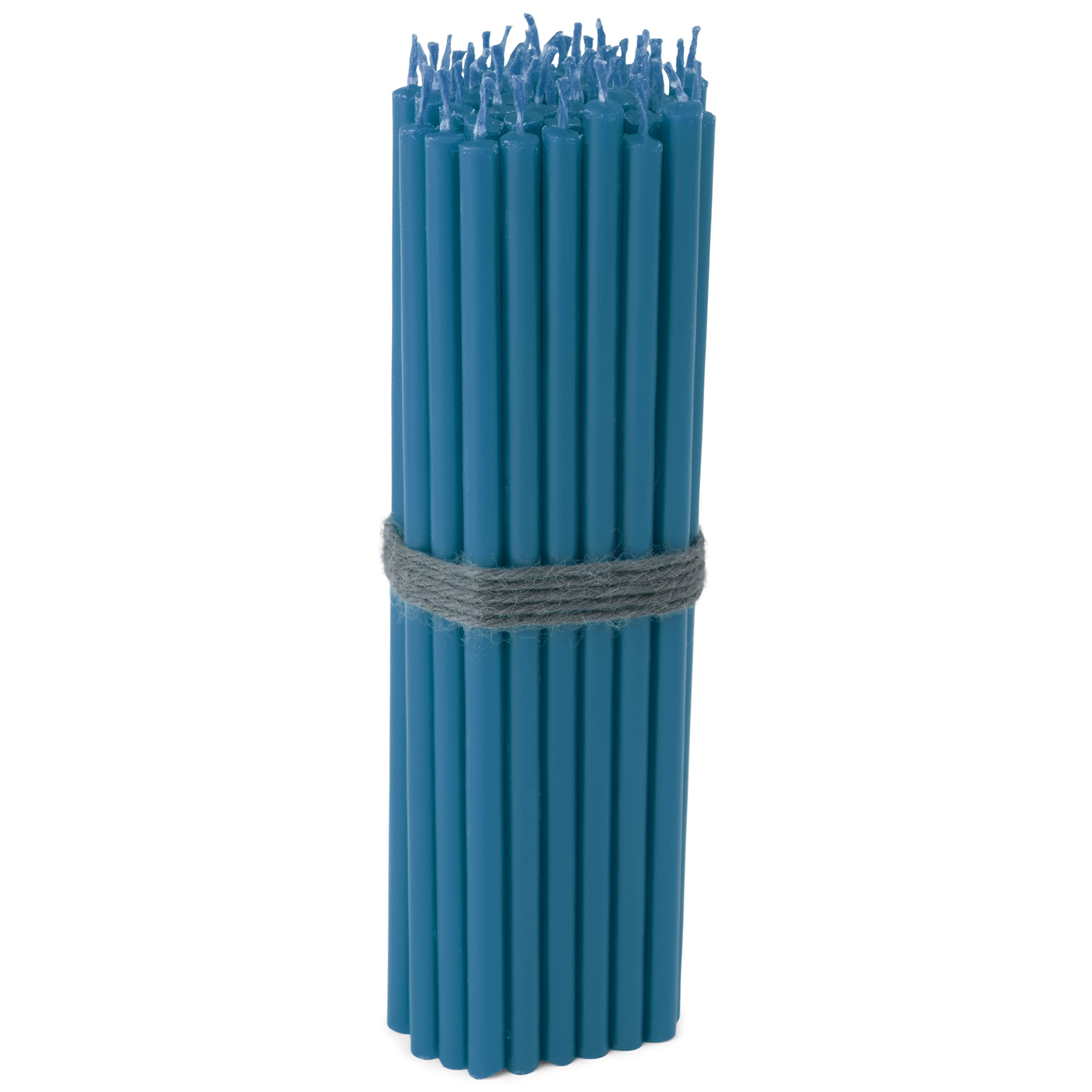 NKlaus - 50x Stick Candles Light Blue drip-sootfree Thin L 16cm Quality Paraffin Wax 36111, 16 cm