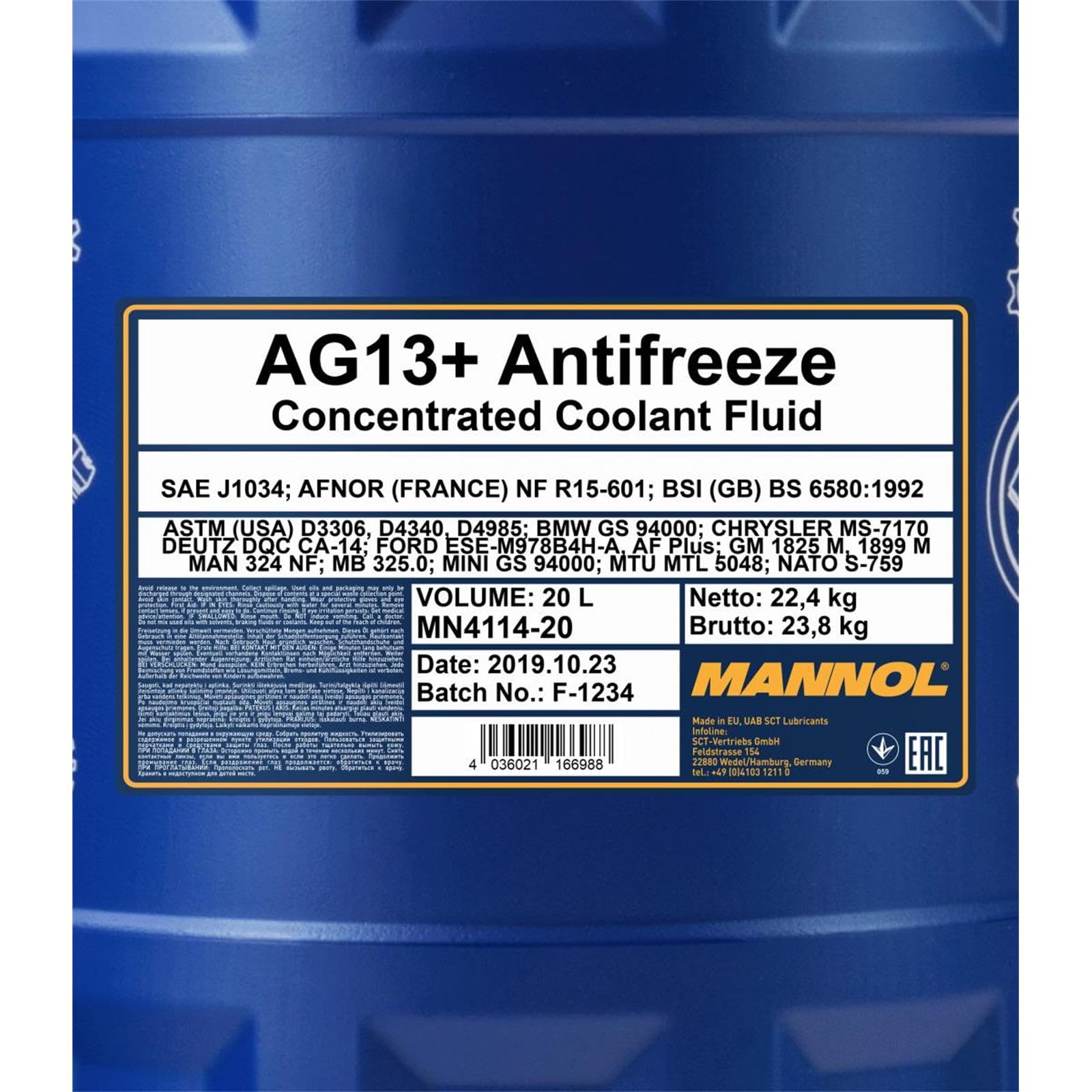 MANNOL MN4114-20 Anticongelante 20L amarillo