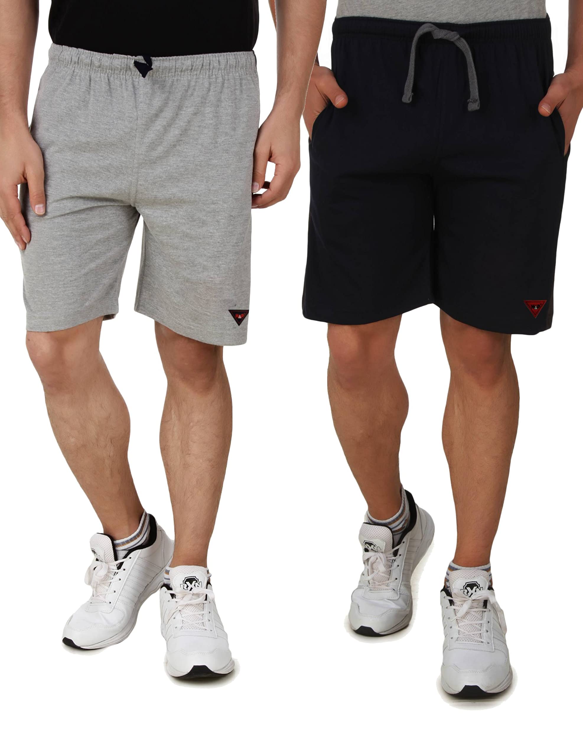 HAP If 100% Cotton Men's 100% Cotton Shorts | Regular Fit | Soft & Breathable | Elastic Drawstring Waist | 2 Side Pockets | Casual, Gym & Lounge Wear Blue Grey 3