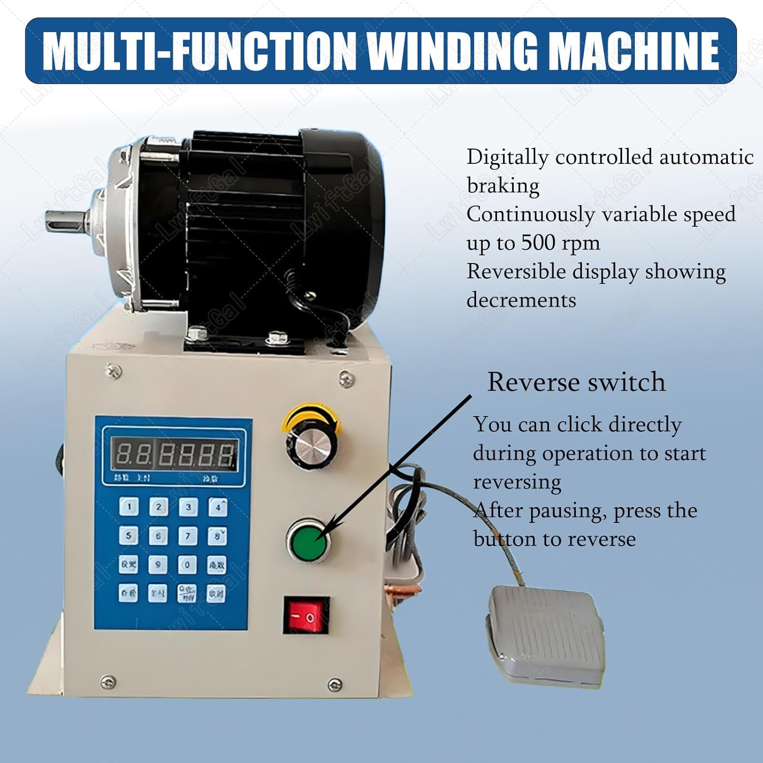 Coil Winding Machine, Digital Control Automatic Winder, 500W/650W/800W for Coil Winding, Efficient Use, for Fishing Line, Enameled Wire (800W)